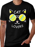 Cat Lovers Black Graphic Tee