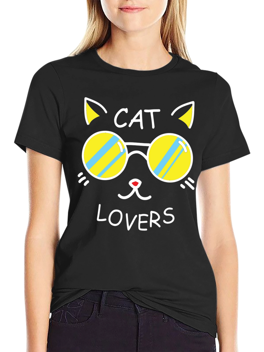 Cat Lovers Black Graphic Tee