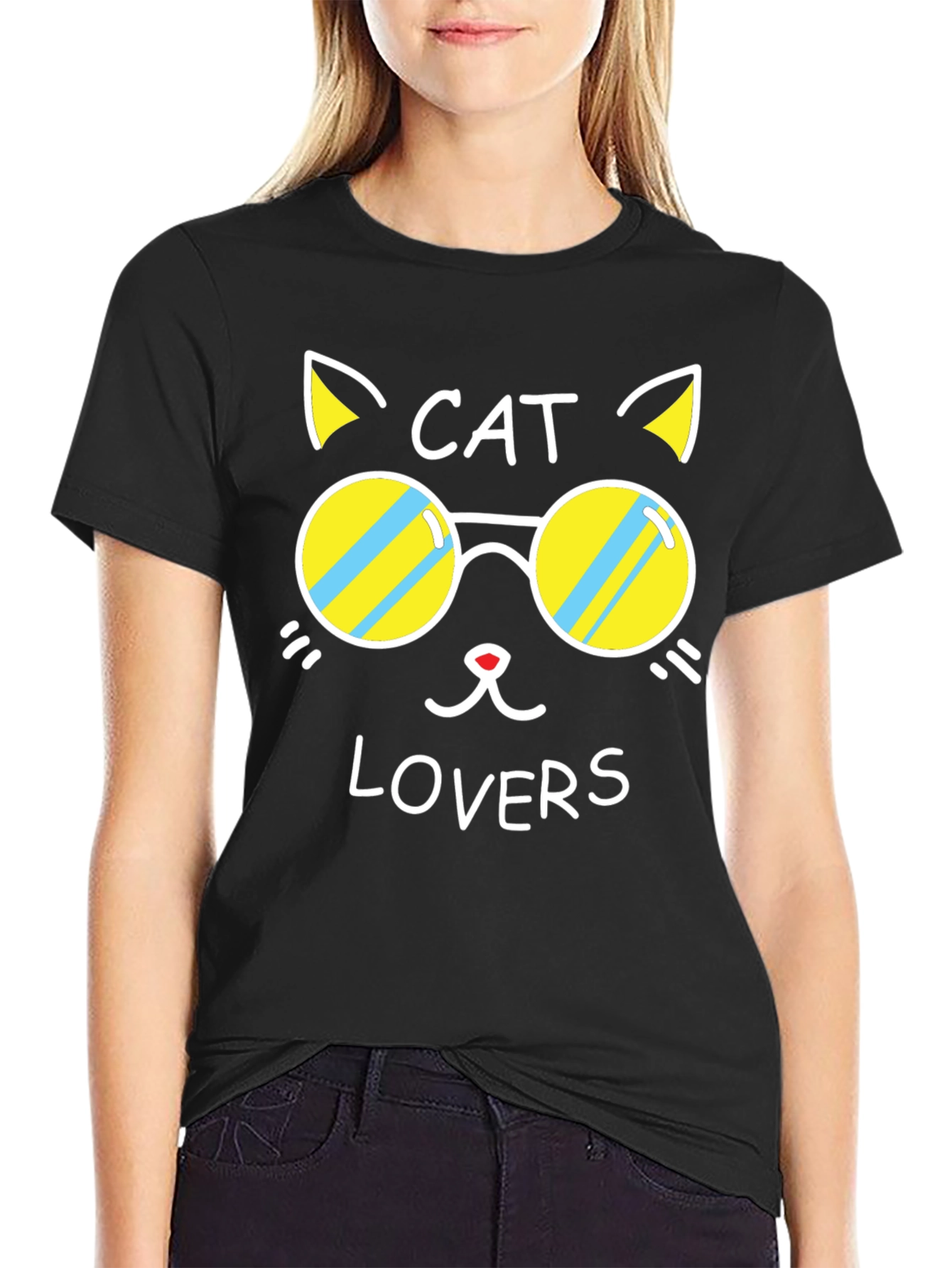 Cat Lovers Black Graphic Tee