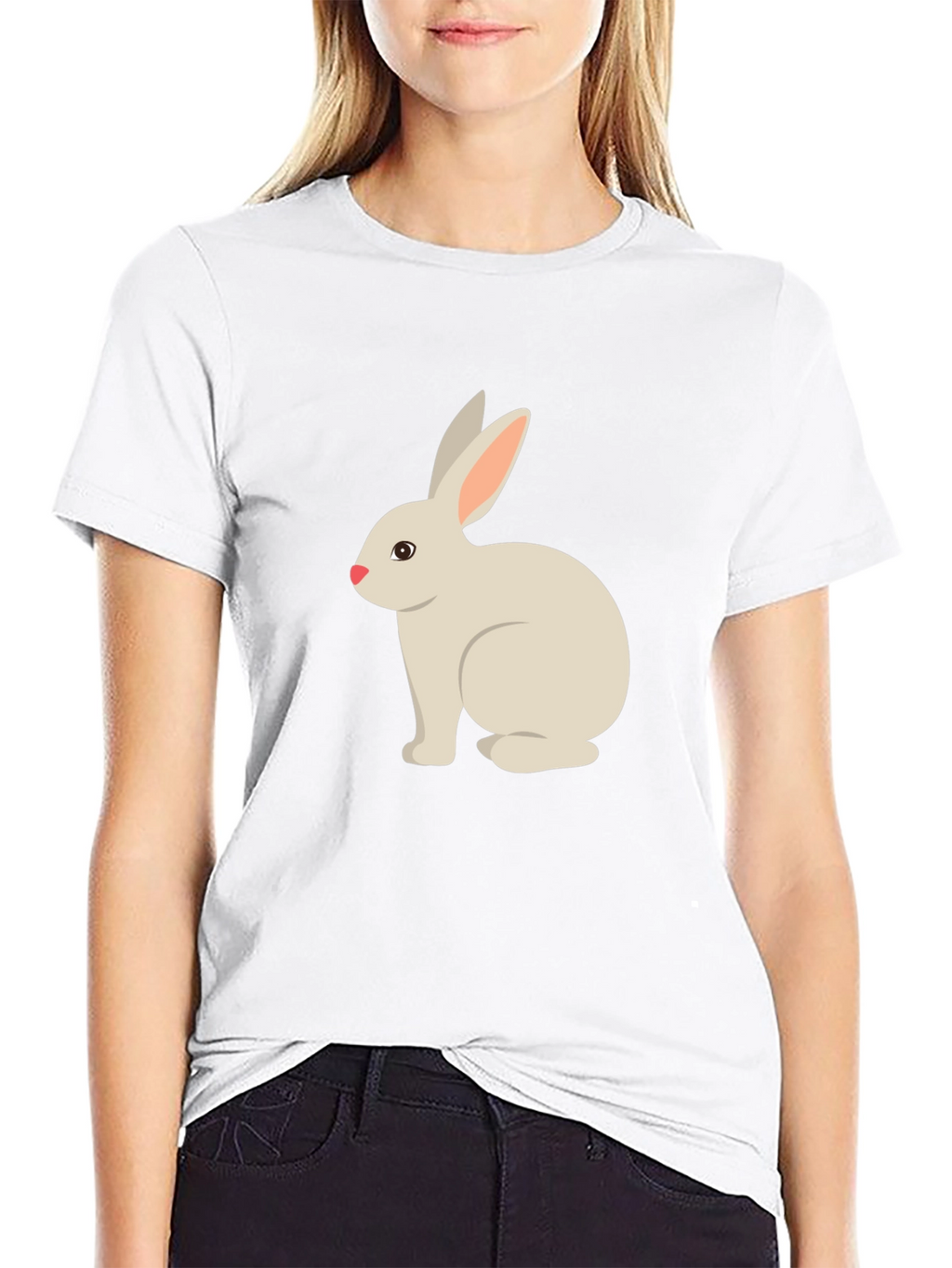 Cute Bunny Graphic Tee - Black T-Shirt