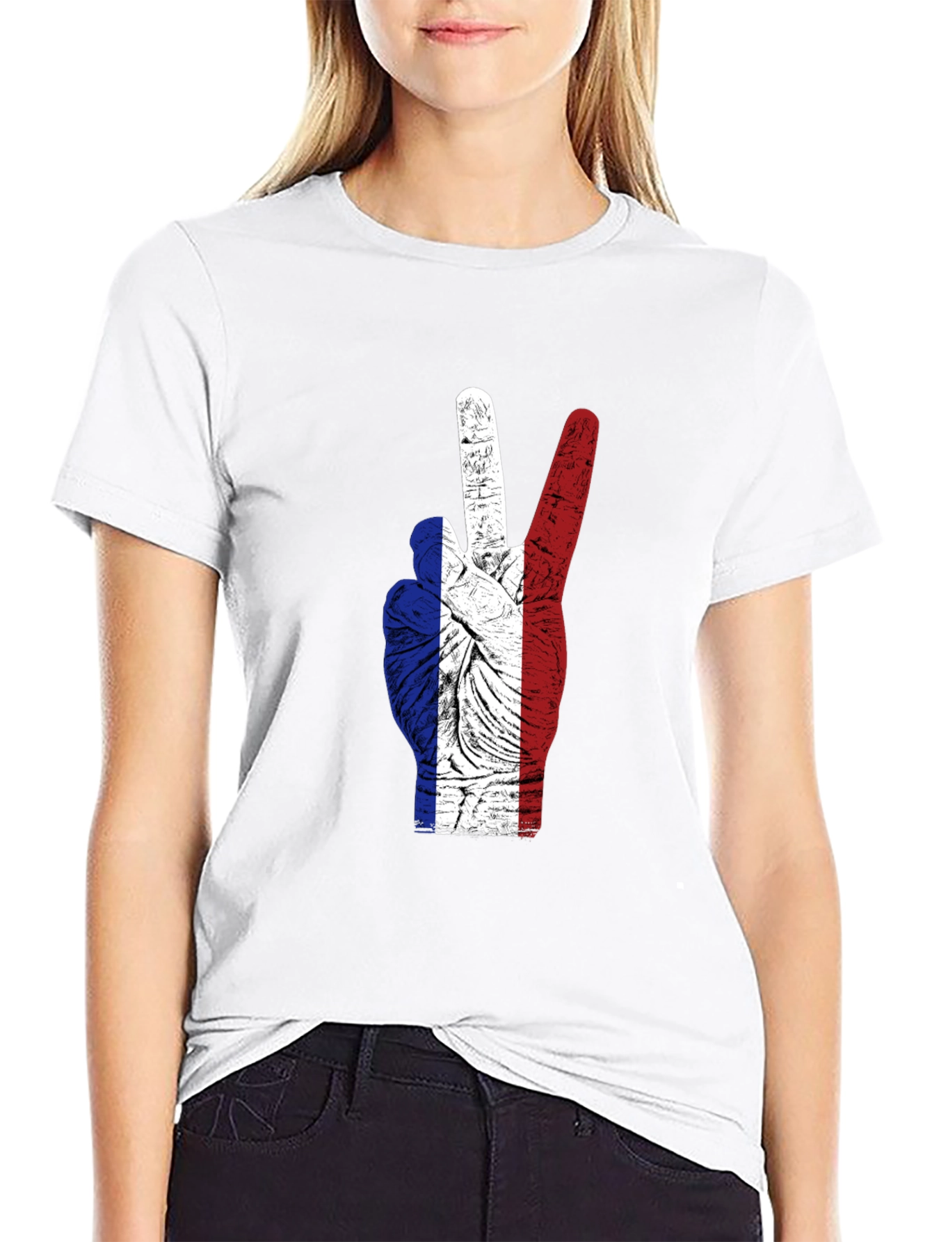 French Flag Peace Sign T-Shirt