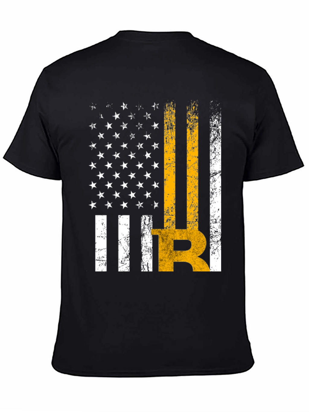Distressed American Flag Bitcoin Graphic T-Shirt