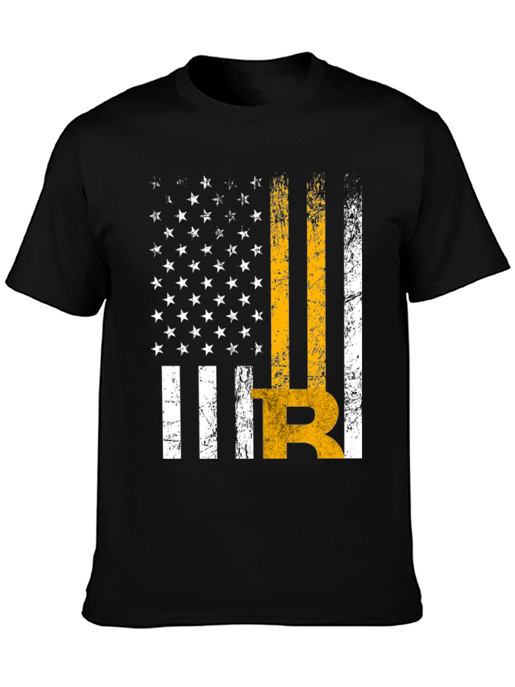 Distressed American Flag Bitcoin Graphic T-Shirt