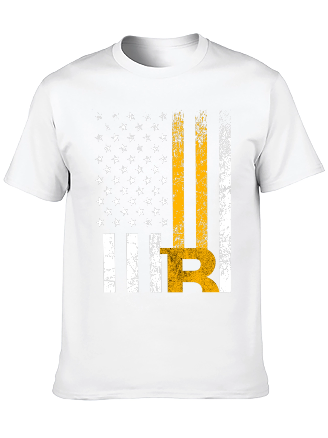 Distressed American Flag Bitcoin Graphic T-Shirt