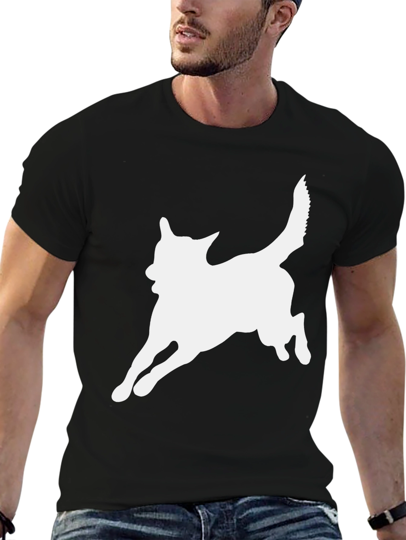 Dog Silhouette Black T-Shirt - Unisex Tee