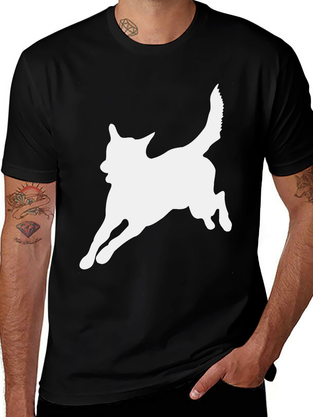 Dog Silhouette Black T-Shirt - Unisex Tee