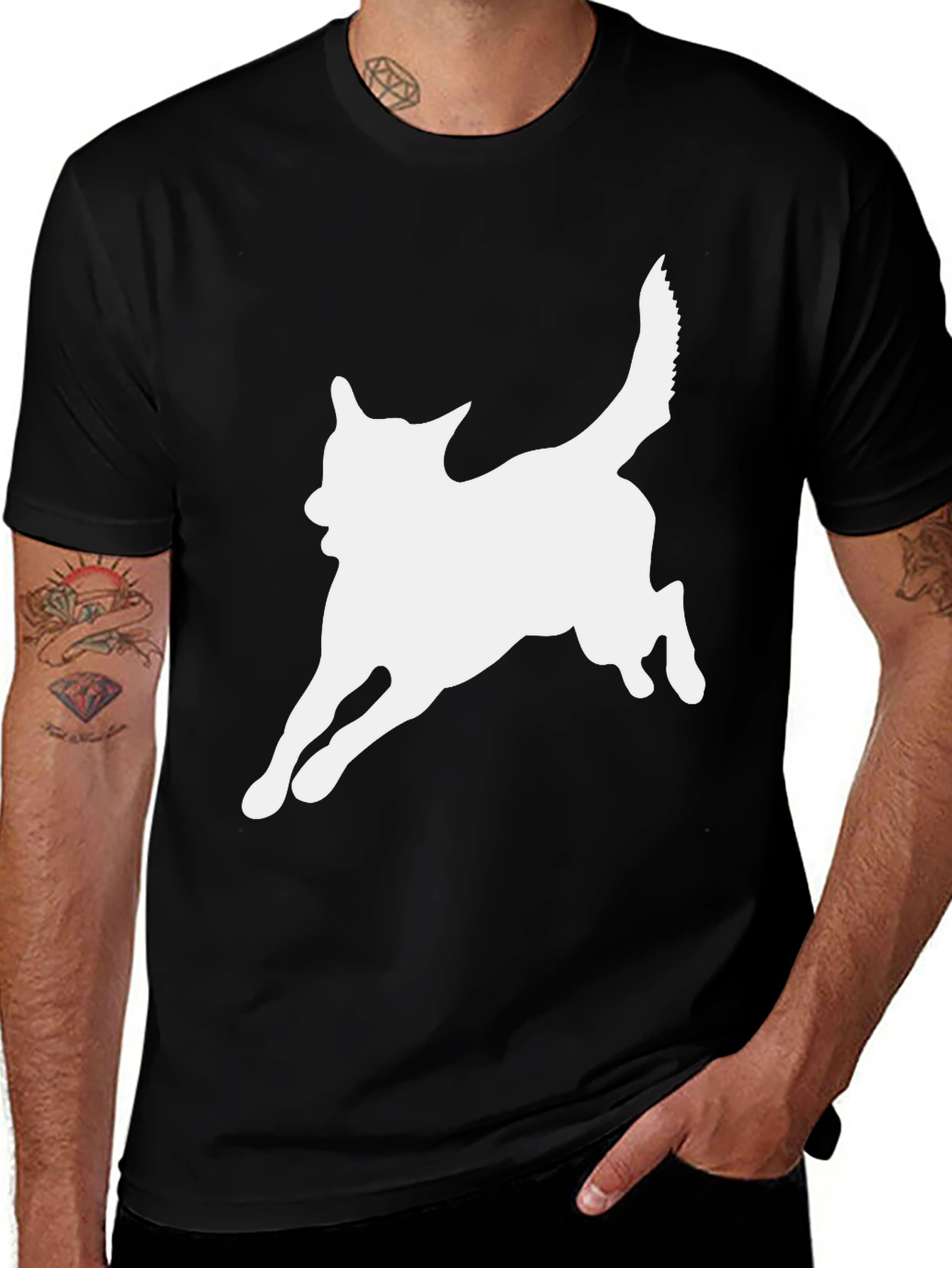 Dog Silhouette Black T-Shirt - Unisex Tee