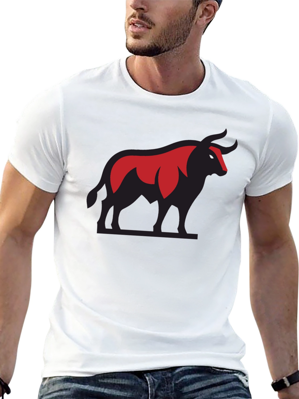 Bold Bull Graphic Tee - Black Cotton