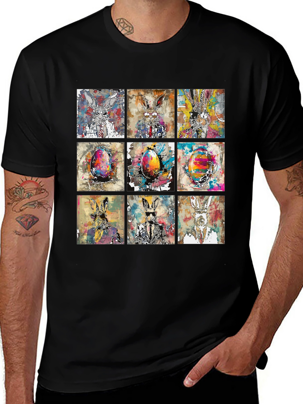 Easter Bunny Grid T-Shirt - Quirky & Stylish