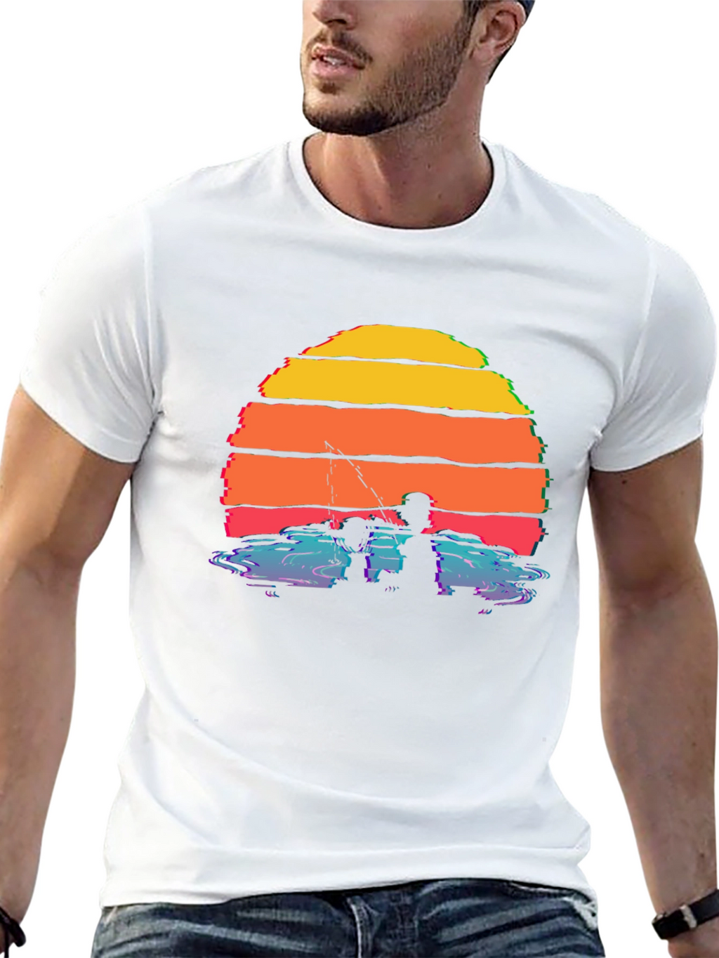 Sunset Fishing Silhouette T-Shirt