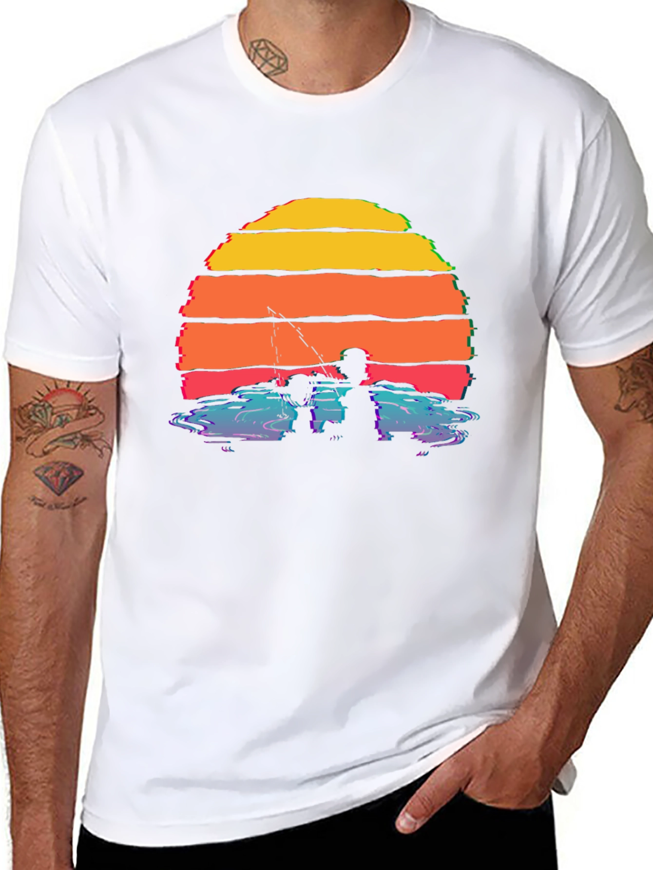 Sunset Fishing Silhouette T-Shirt