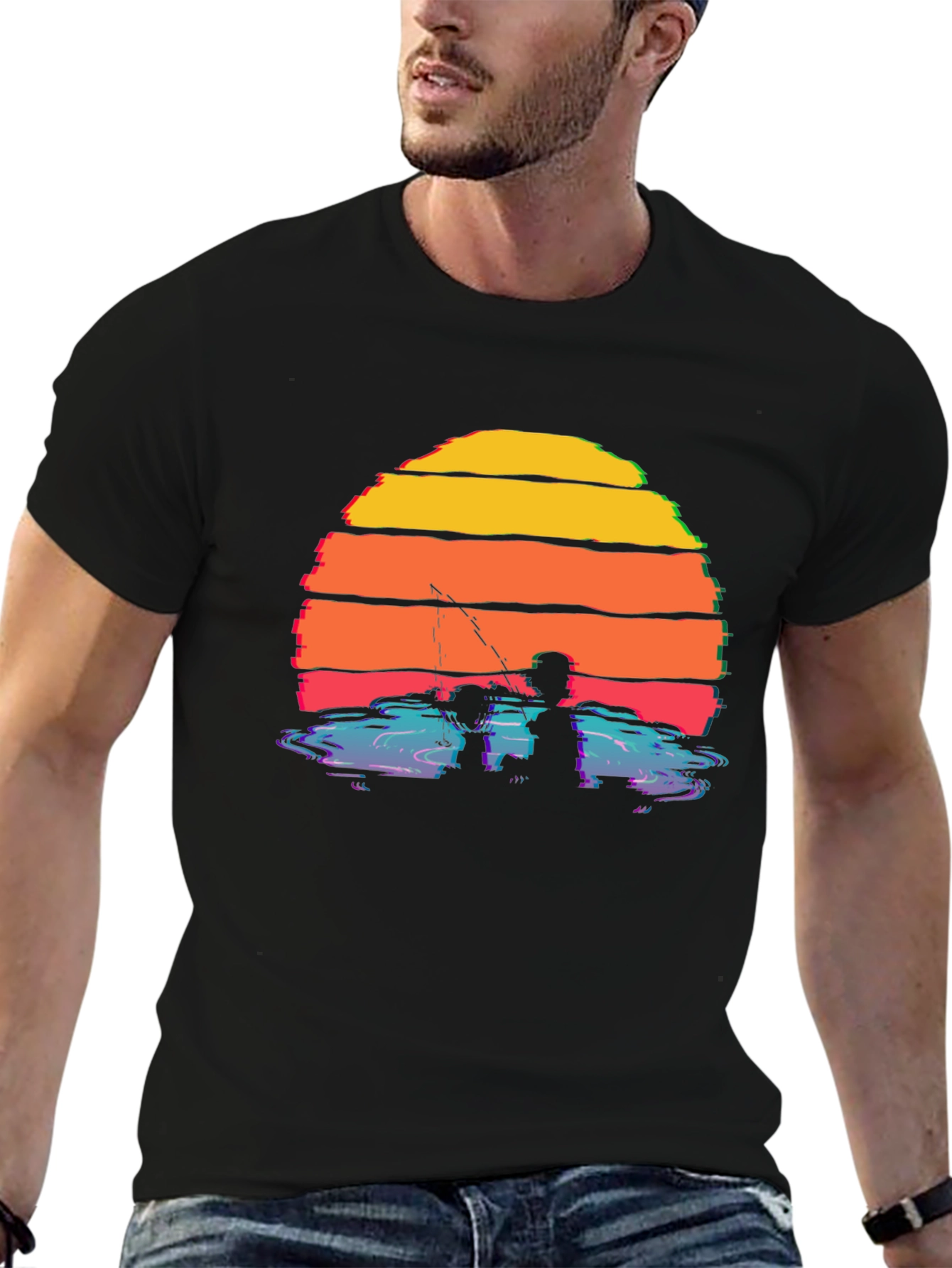 Sunset Fishing Silhouette T-Shirt
