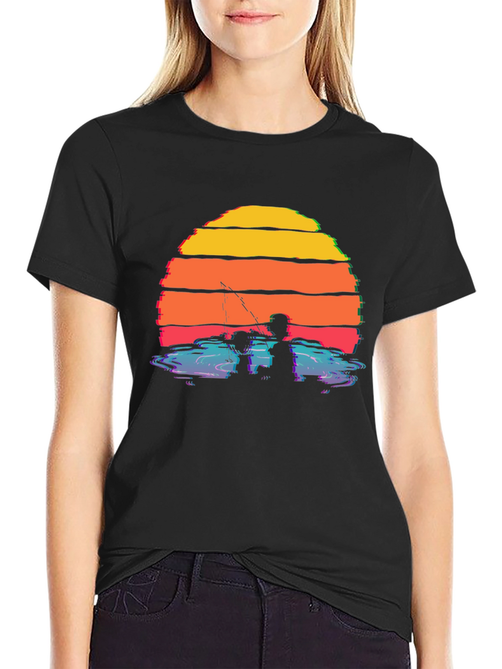 Sunset Fishing Silhouette T-Shirt