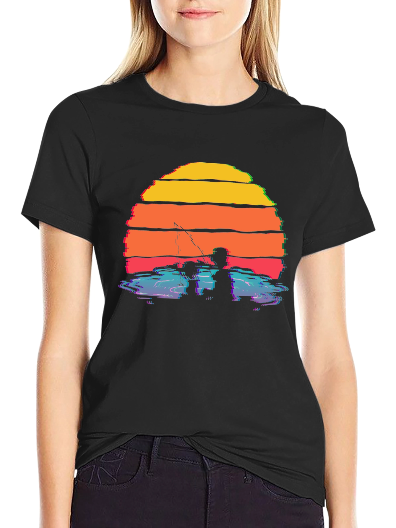 Sunset Fishing Silhouette T-Shirt