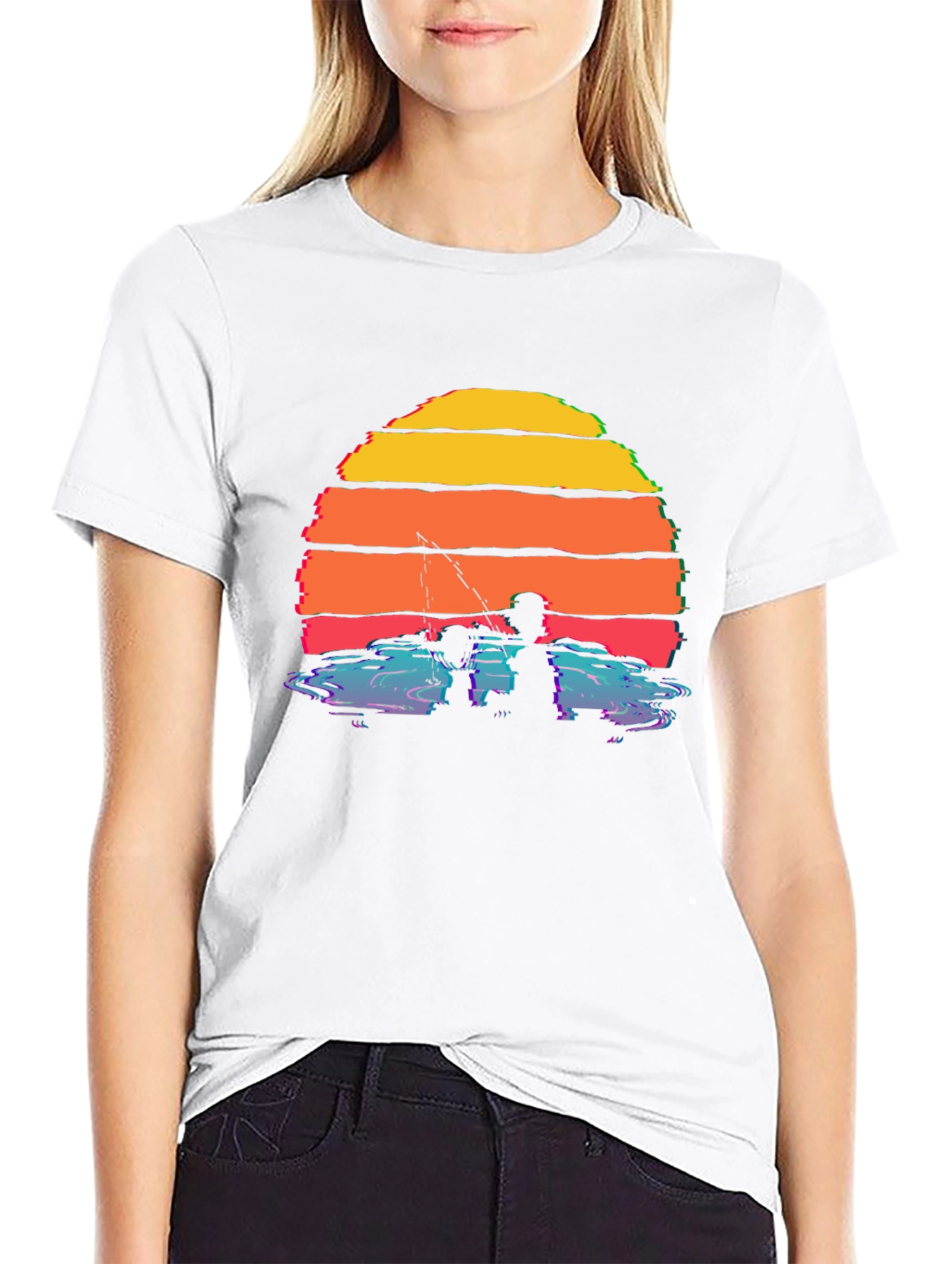 Sunset Fishing Silhouette T-Shirt