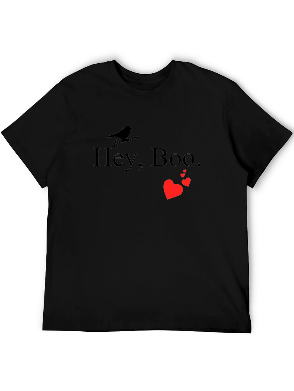Hey Boo Graphic Tee - Black Crewneck T-Shirt