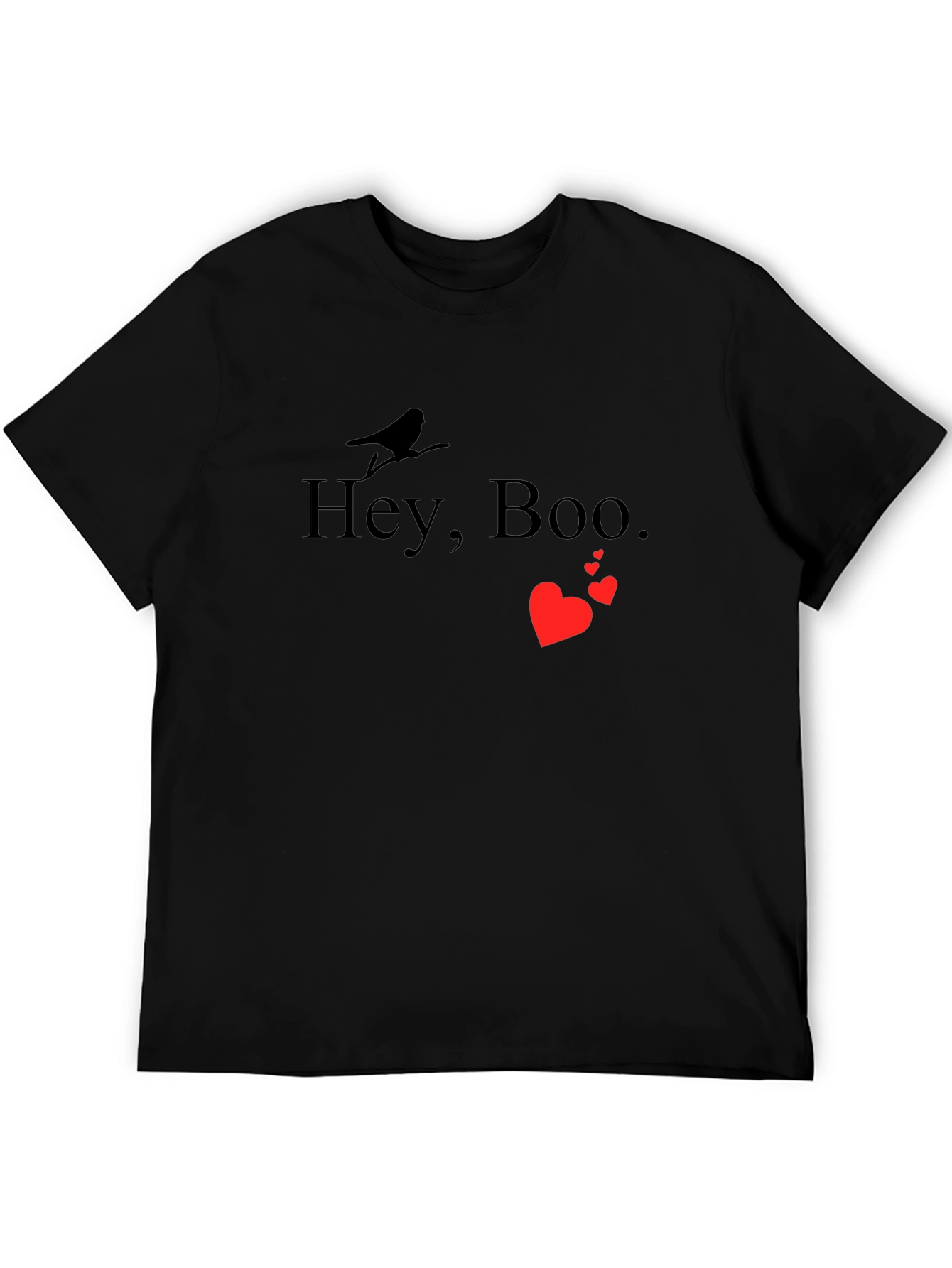 Hey Boo Graphic Tee - Black Crewneck T-Shirt