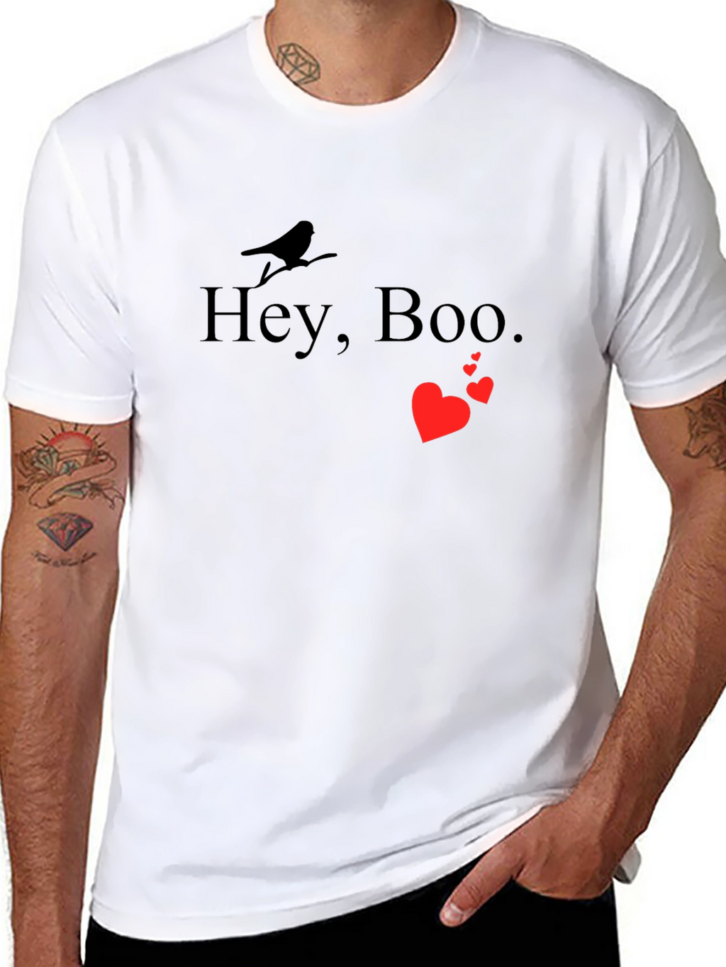 Hey Boo Graphic Tee - Black Crewneck T-Shirt