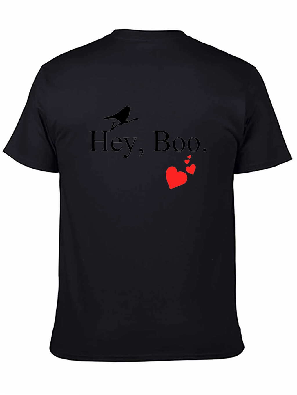 Hey Boo Graphic Tee - Black Crewneck T-Shirt