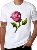 Rose Graphic Tee - Black Casual T-Shirt