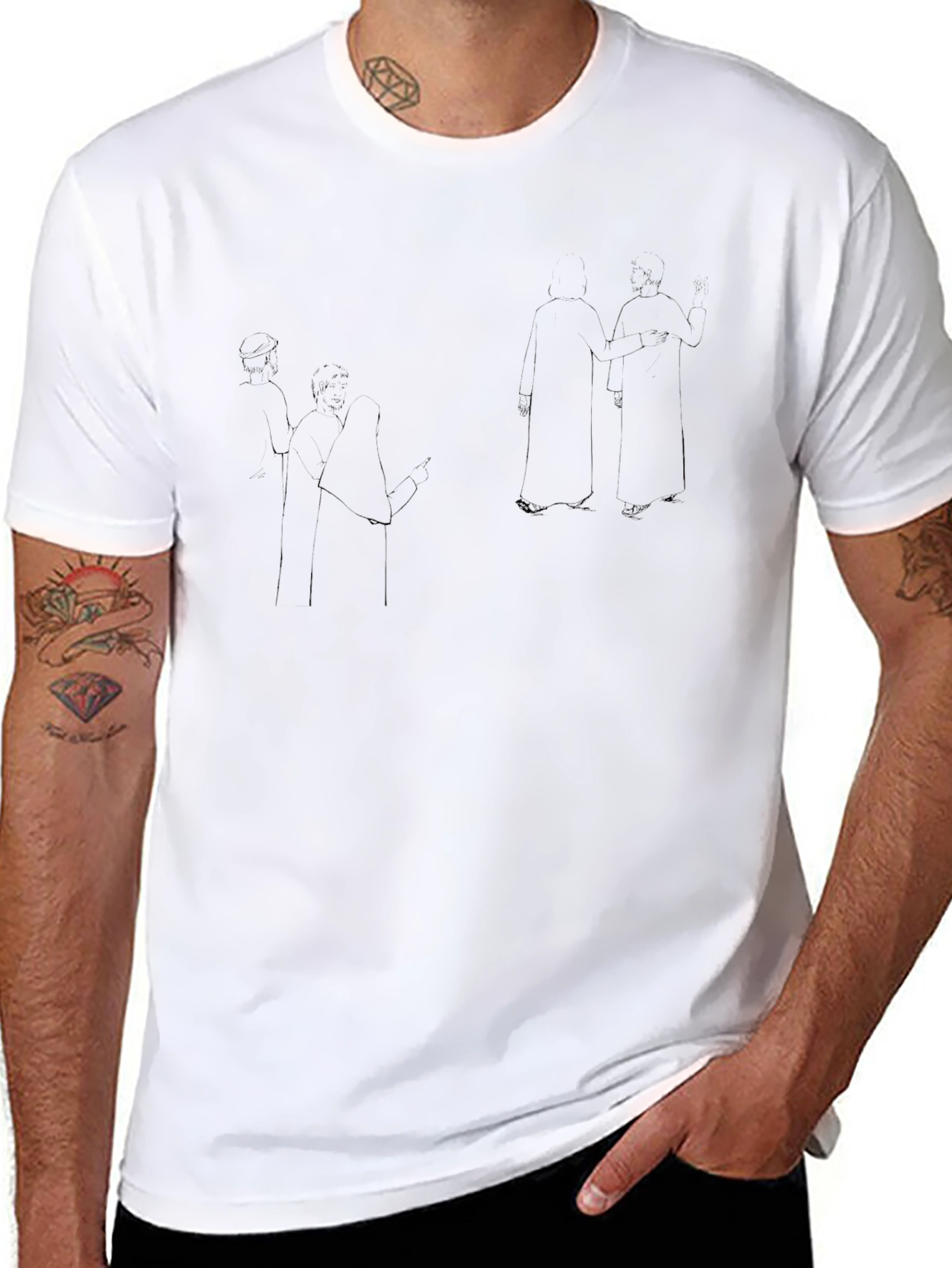 Abstract Line Art Black T-Shirt