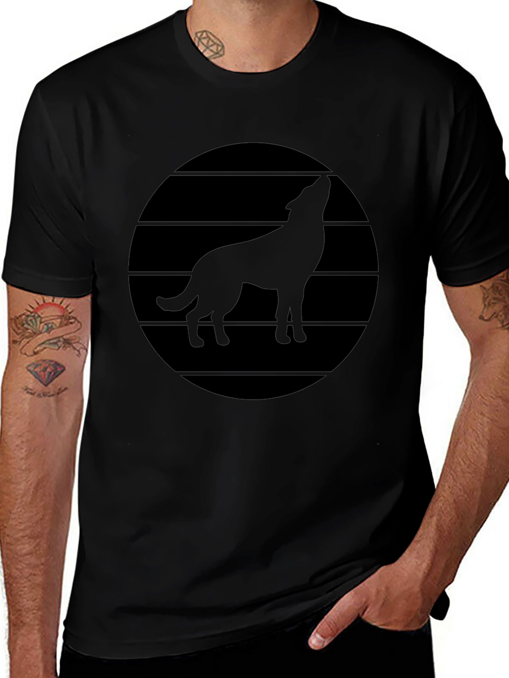 Wolf Silhouette Graphic Tee - Black
