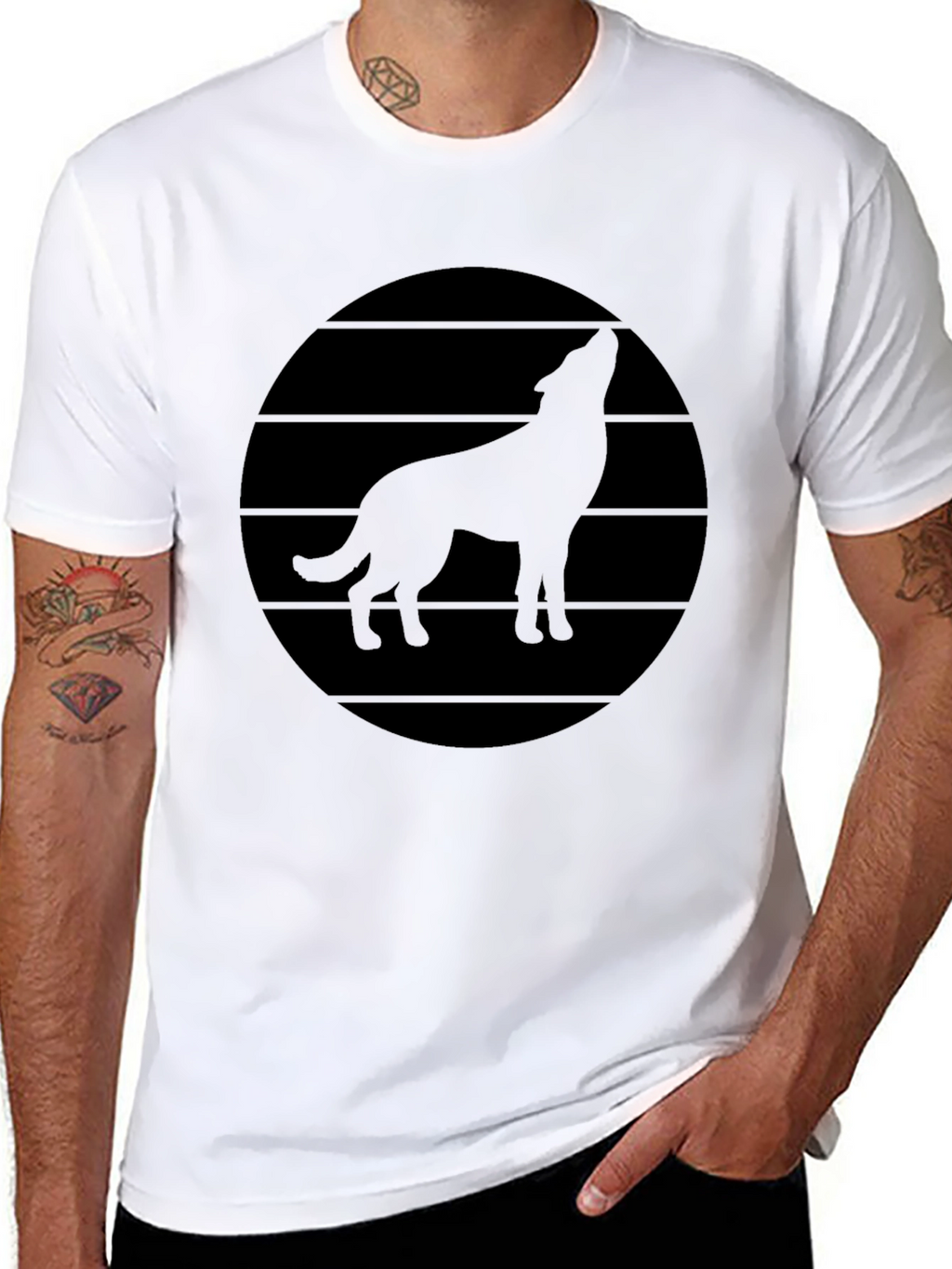Wolf Silhouette Graphic Tee - Black