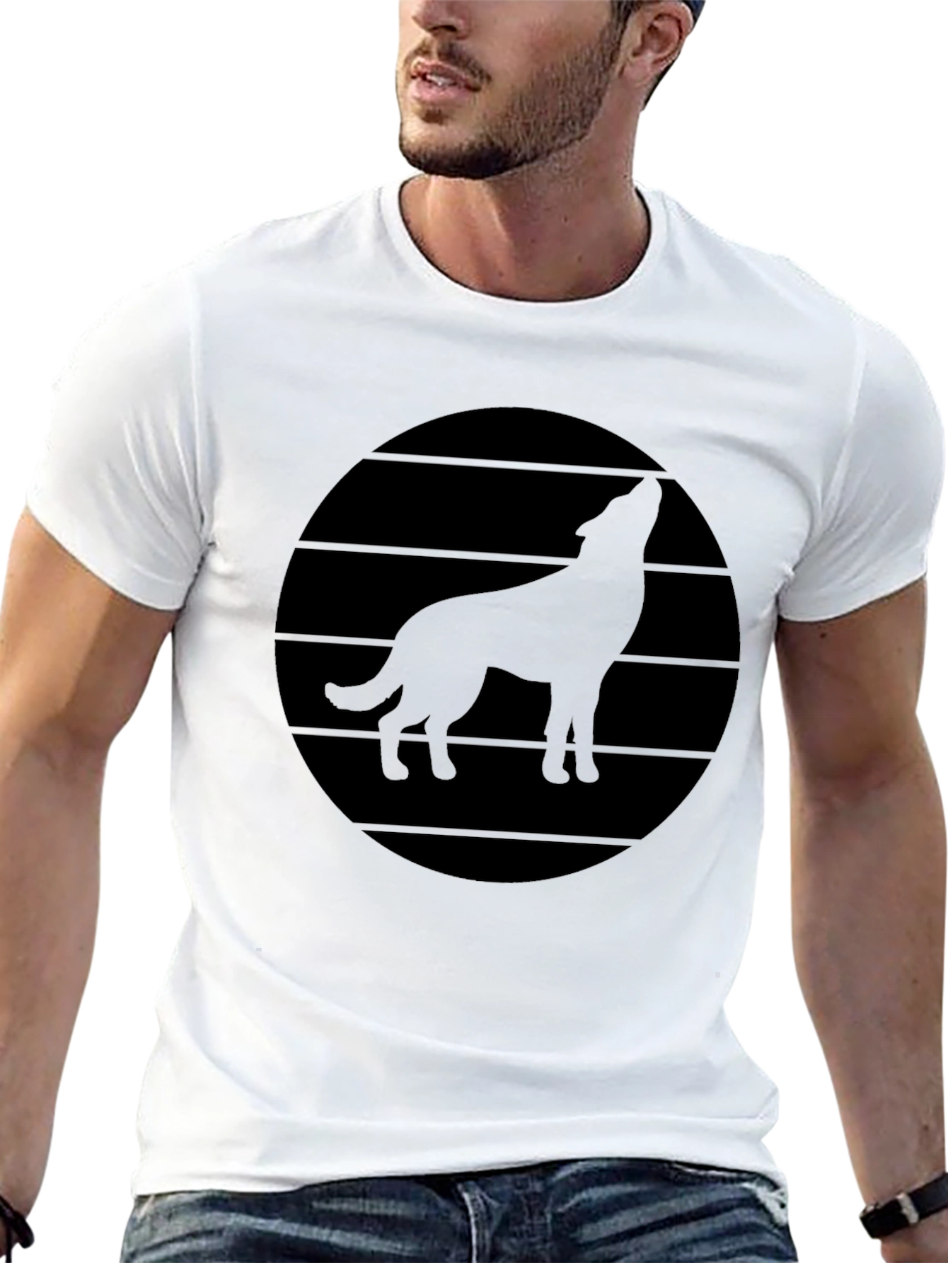 Wolf Silhouette Graphic Tee - Black