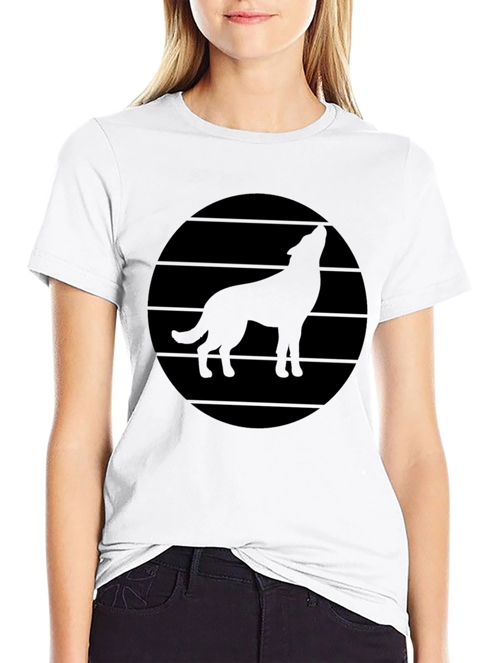 Wolf Silhouette Graphic Tee - Black