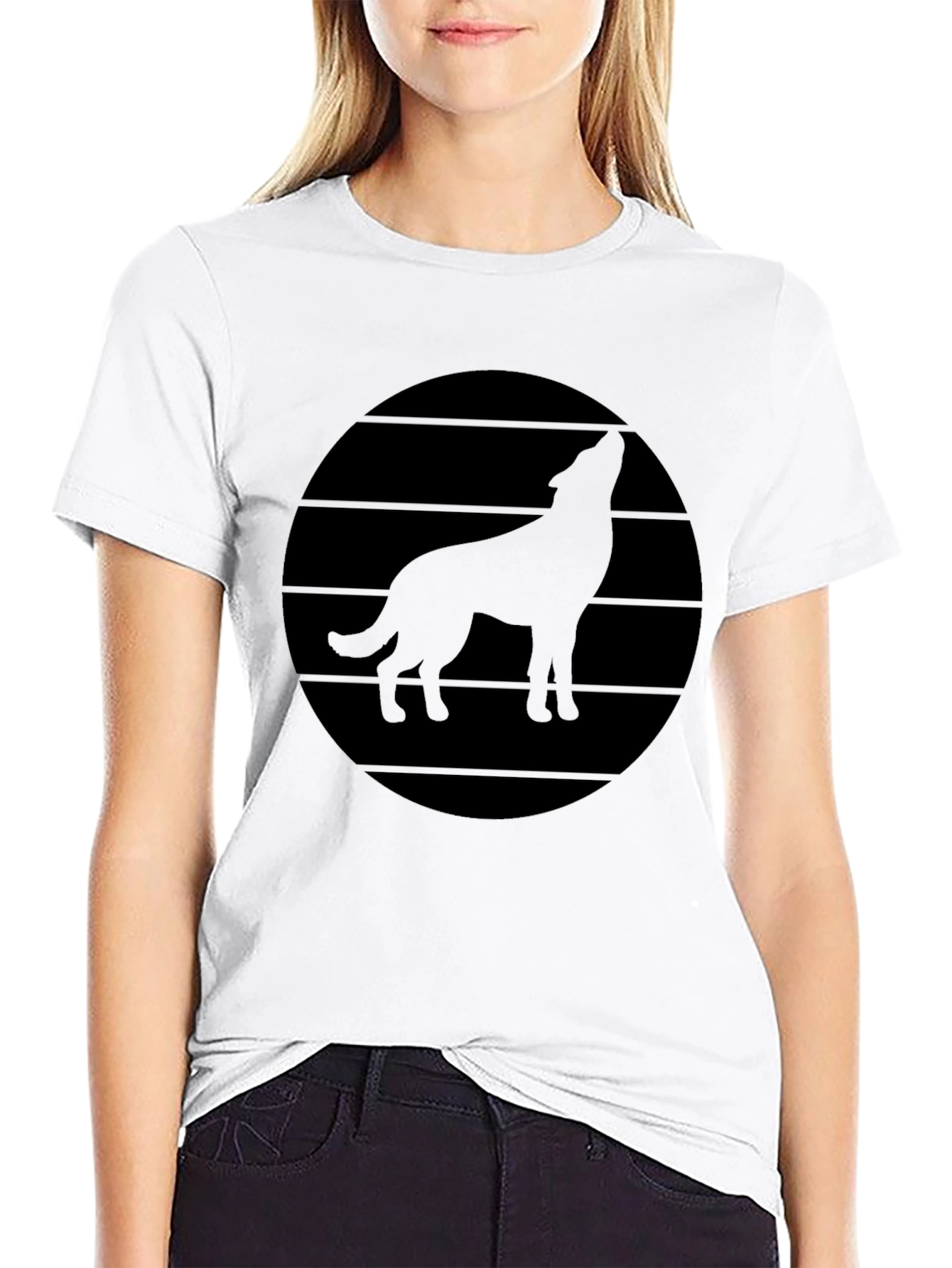 Wolf Silhouette Graphic Tee - Black