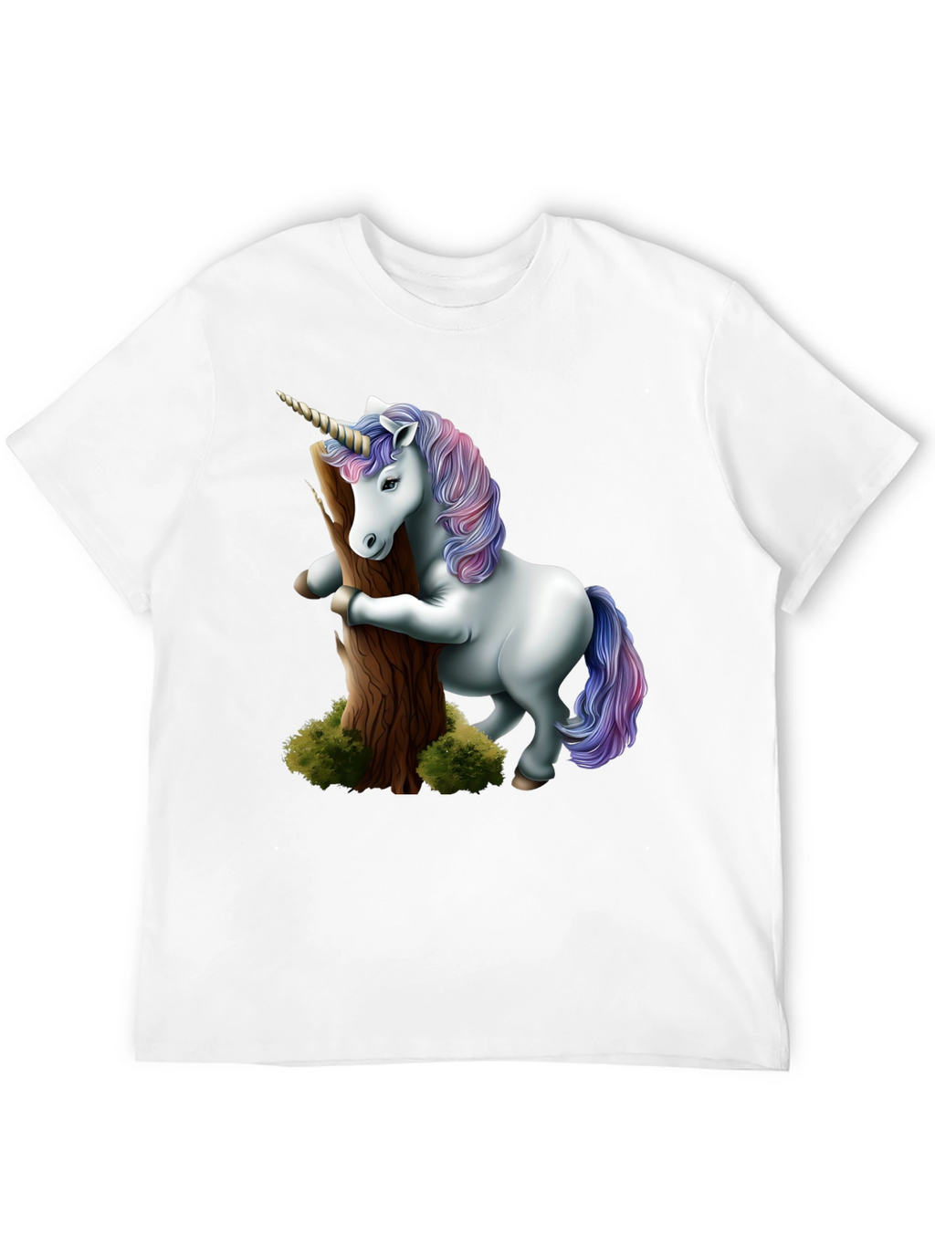 Unicorn Hugging Tree Black T-Shirt