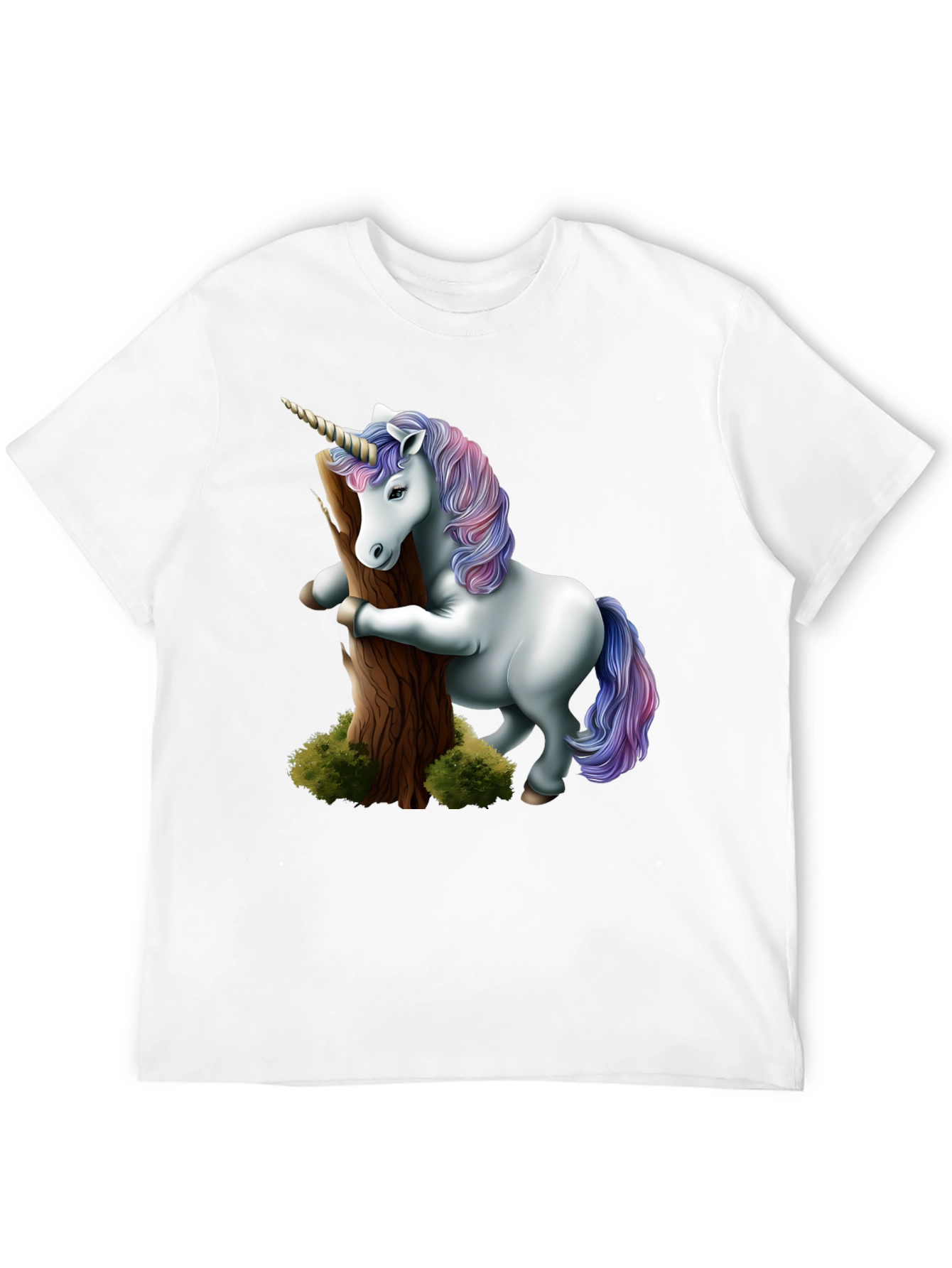 Unicorn Hugging Tree Black T-Shirt