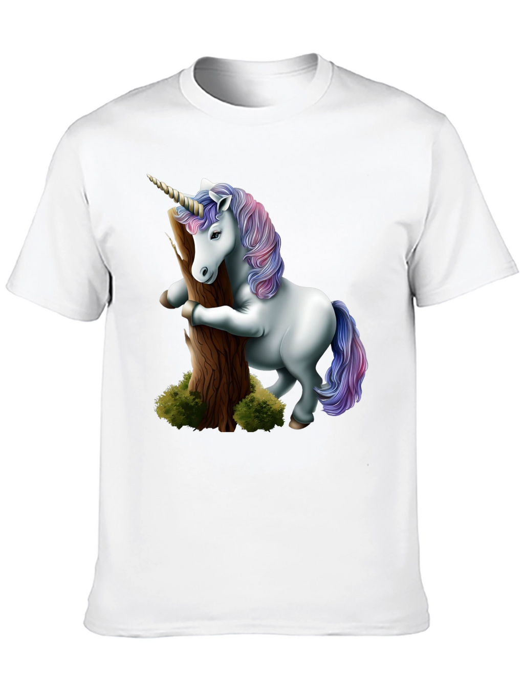 Unicorn Hugging Tree Black T-Shirt