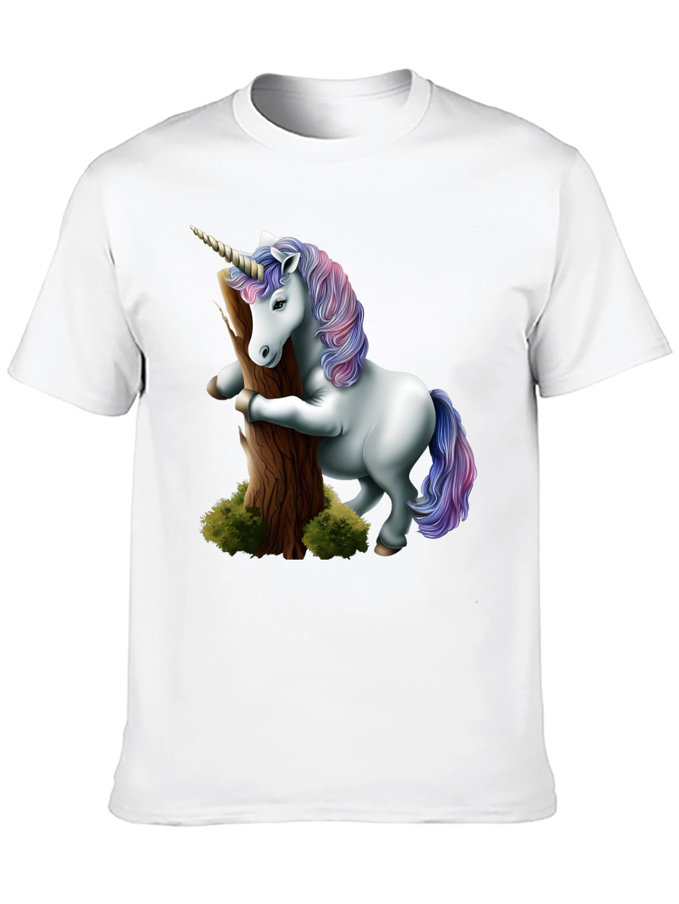 Unicorn Hugging Tree Black T-Shirt