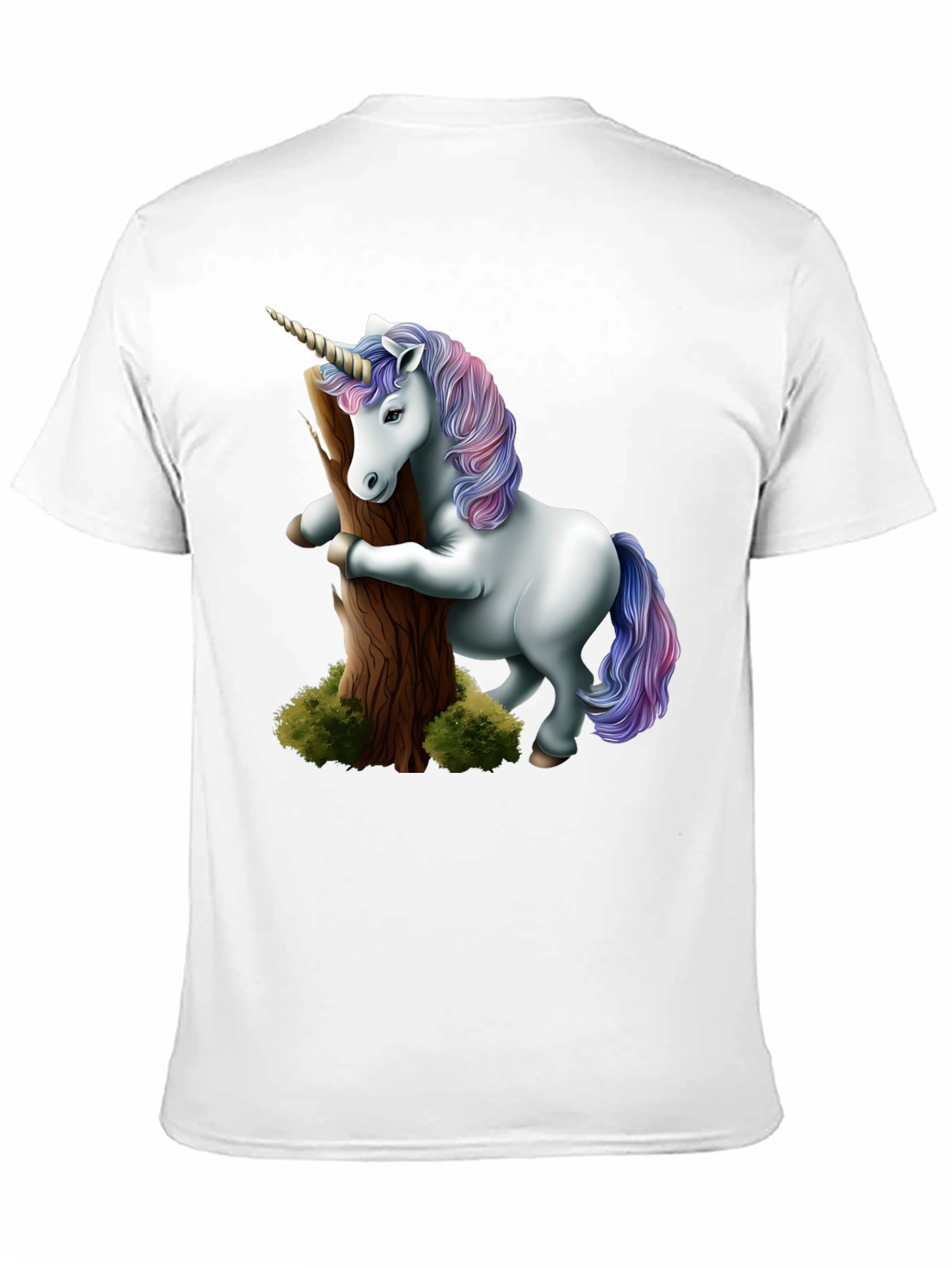 Unicorn Hugging Tree Black T-Shirt