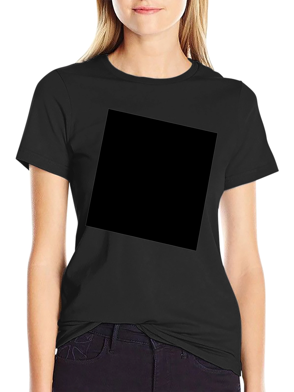 Mens Solid Black Crew Neck T-Shirt Casual Wear
