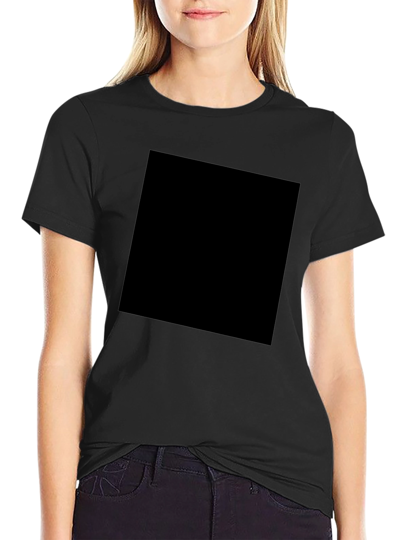 Mens Solid Black Crew Neck T-Shirt Casual Wear
