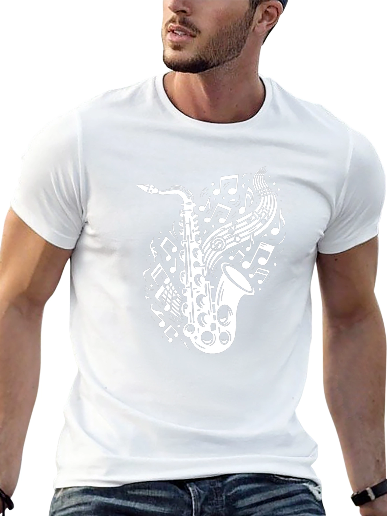 Saxophone Music Notes Graphic T-Shirt