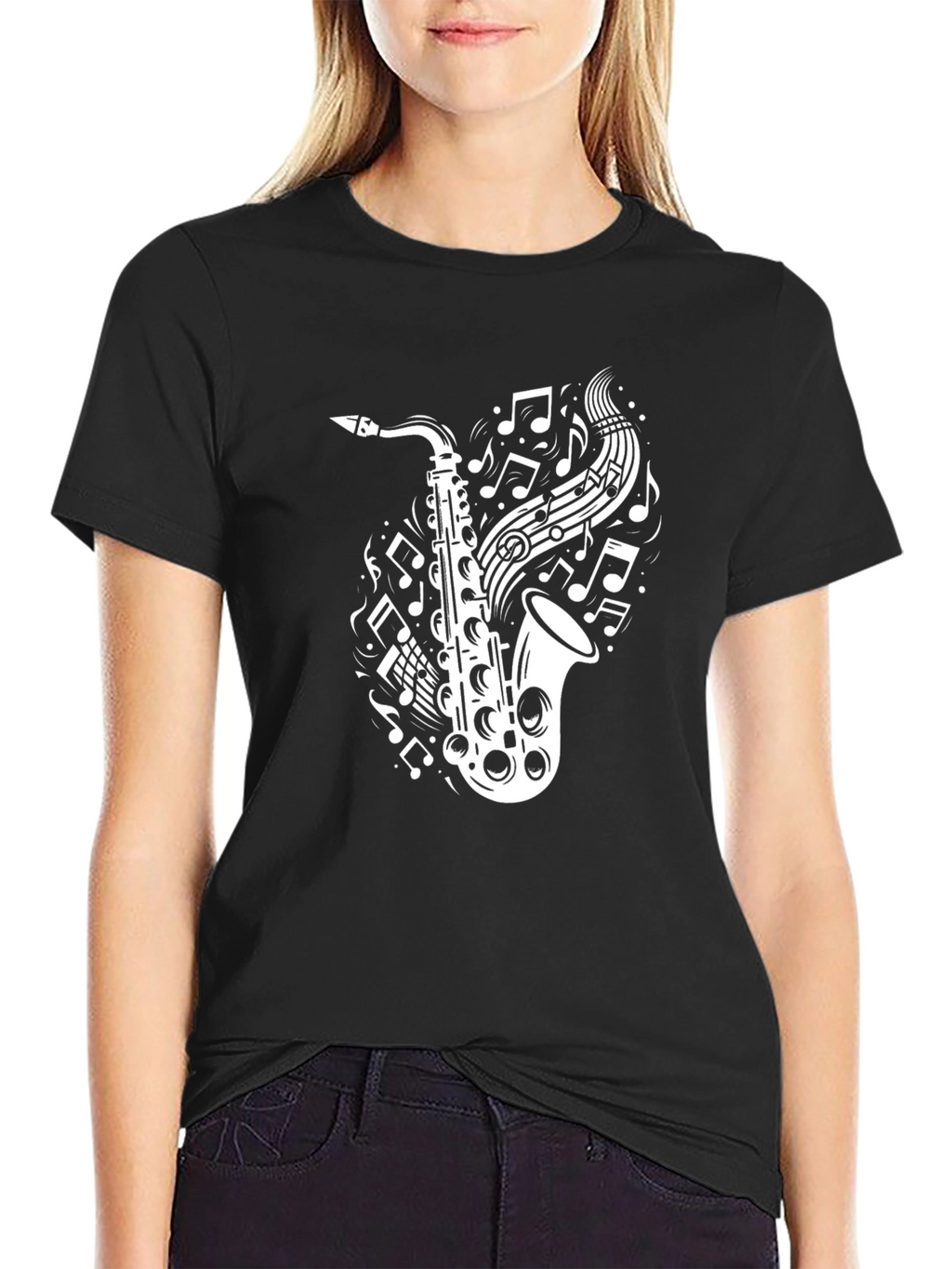 Saxophone Music Notes Graphic T-Shirt