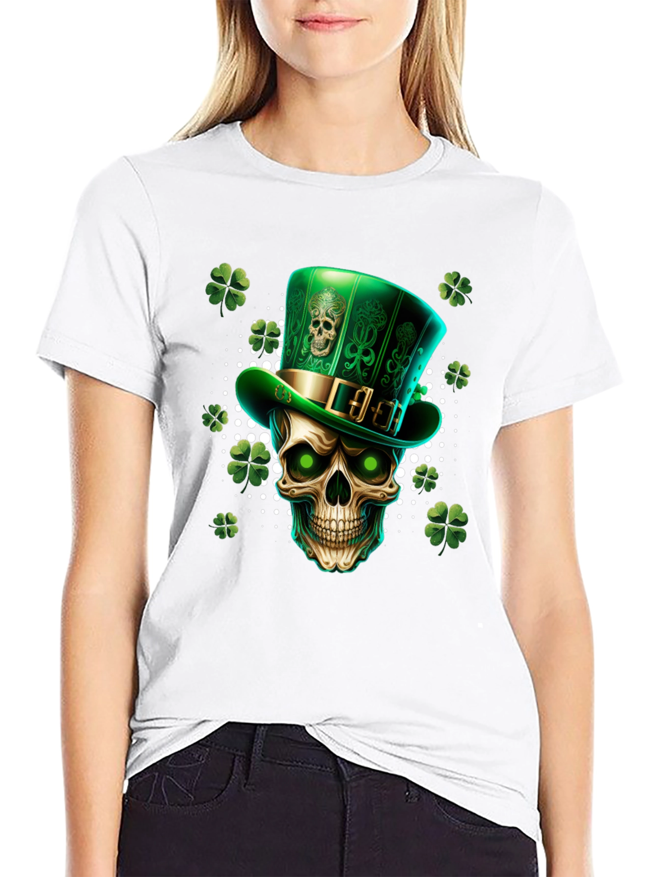 Skull Leprechaun Hat Shamrock St. Patricks Day T-Shirt