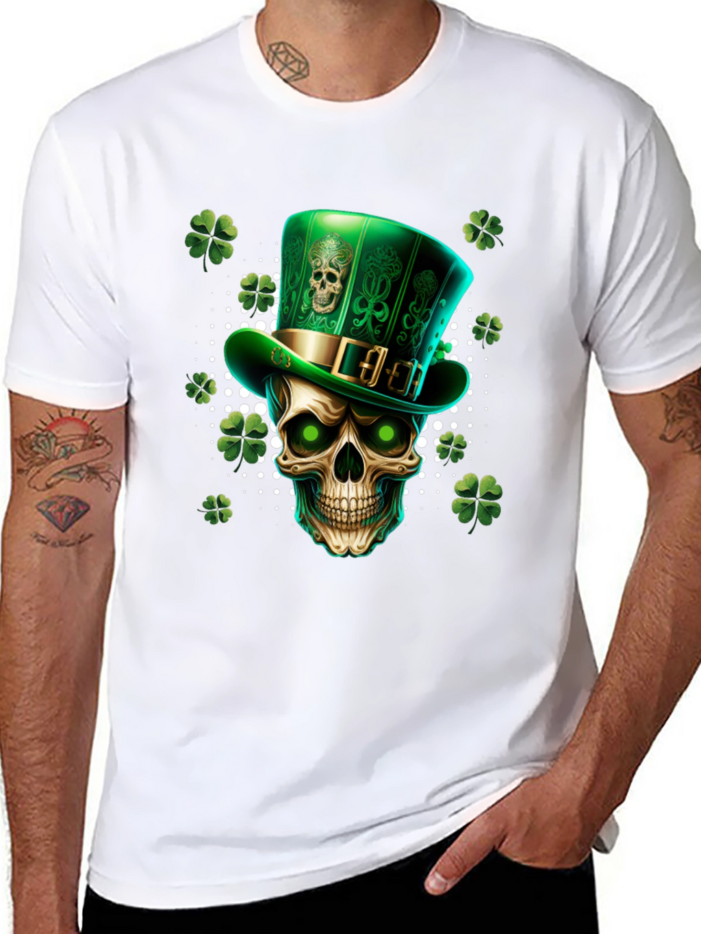 Skull Leprechaun Hat Shamrock St. Patricks Day T-Shirt