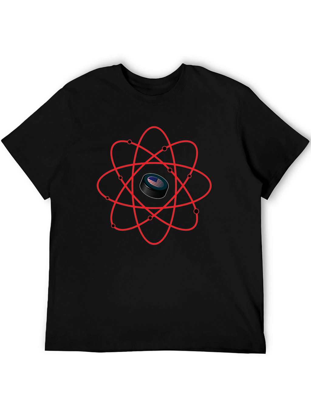 USA Hockey Puck Atom T-Shirt - Patriotic Science Tee