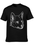 Wolf Graphic Tee - Cool Animal Design Black Shirt