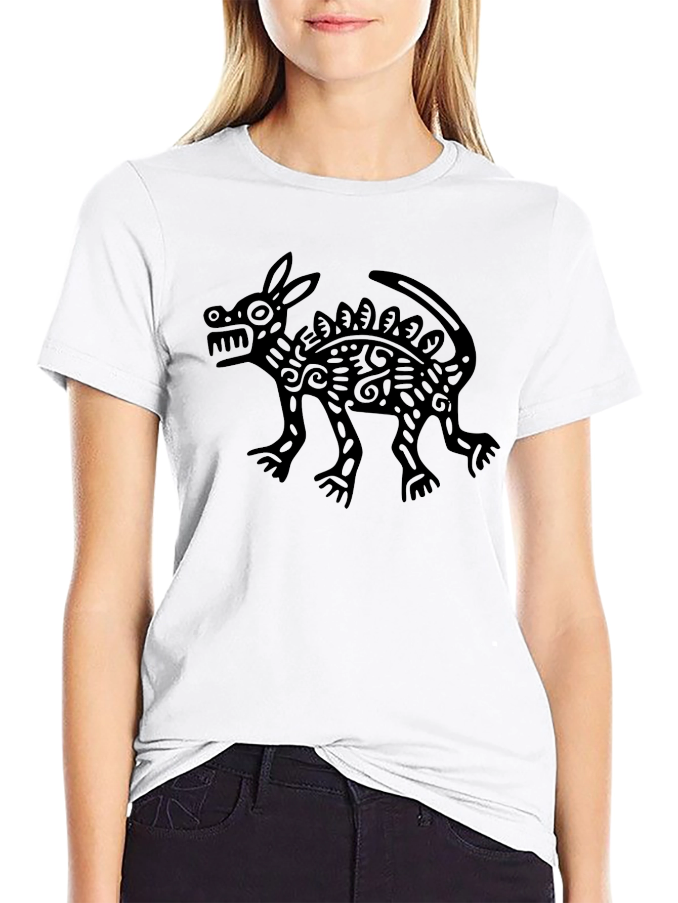 Aztec Rabbit Art Black T-Shirt