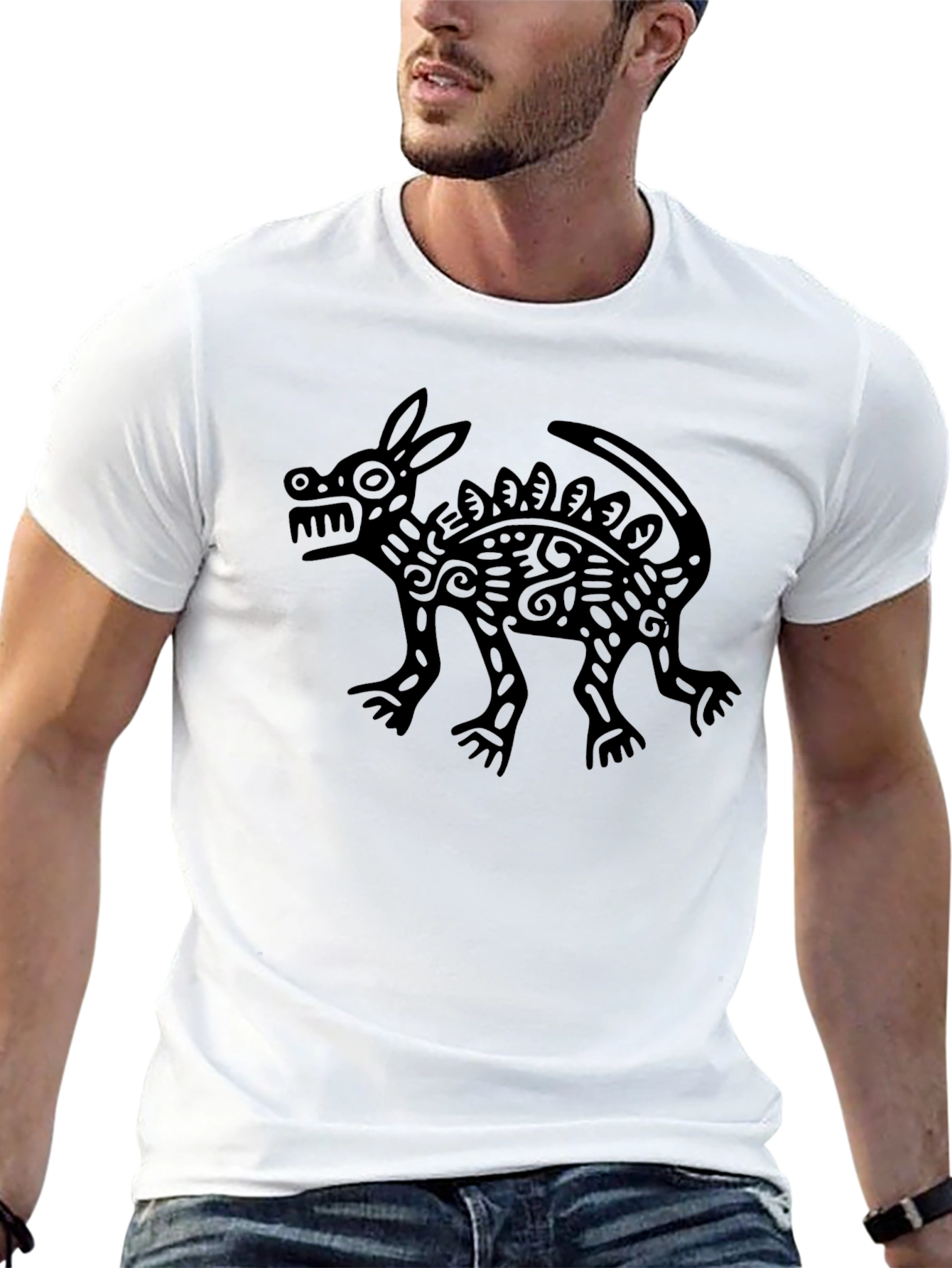 Aztec Rabbit Art Black T-Shirt
