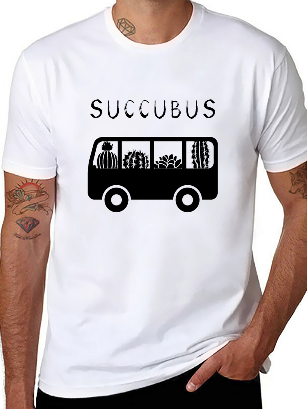 Succubus Cactus Bus Graphic Tee - Unisex Black T-Shirt