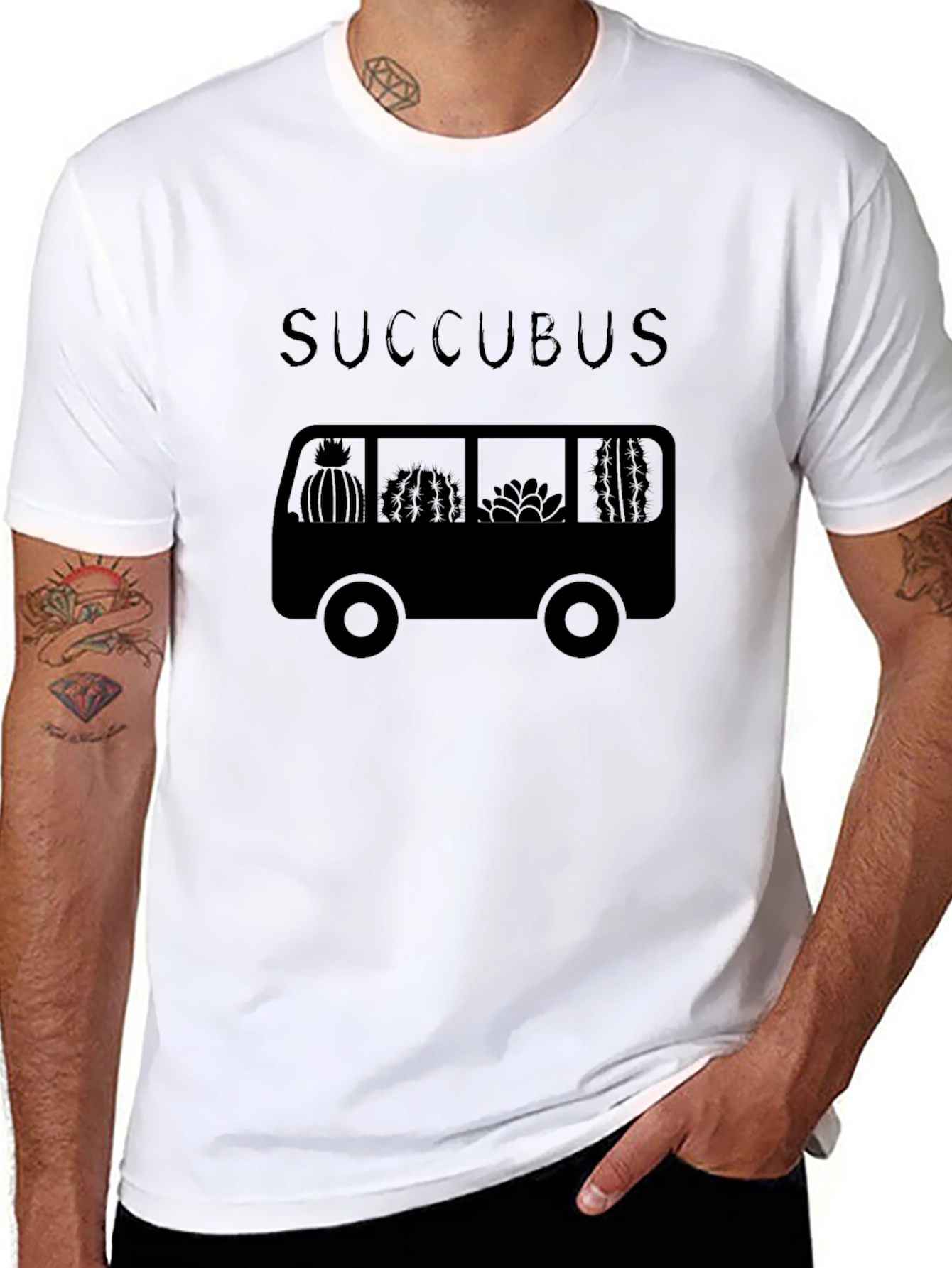 Succubus Cactus Bus Graphic Tee - Unisex Black T-Shirt