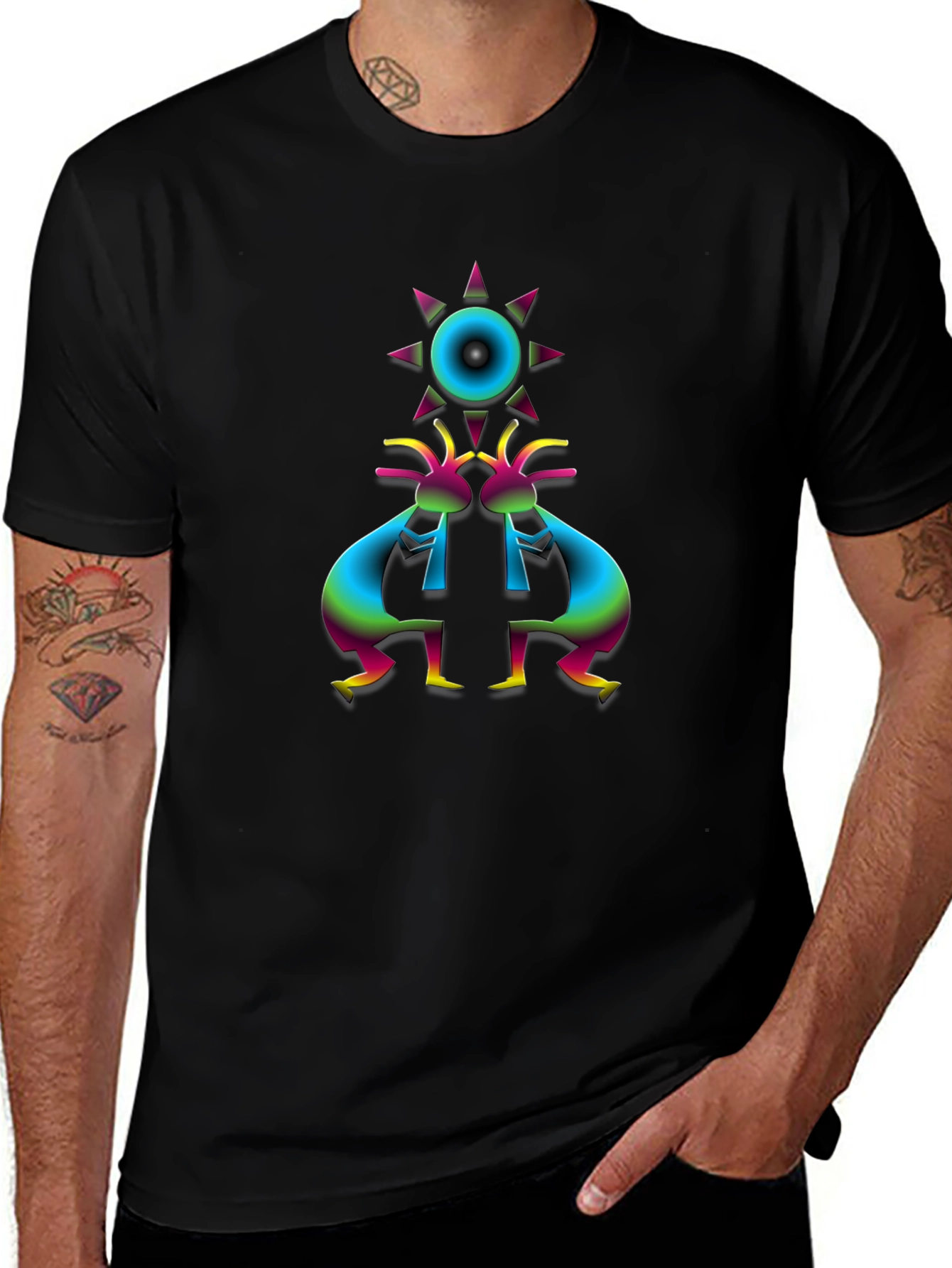 Kokopelli Sun Graphic Black T-Shirt