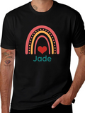 Rainbow Jade Heart Black T-Shirt