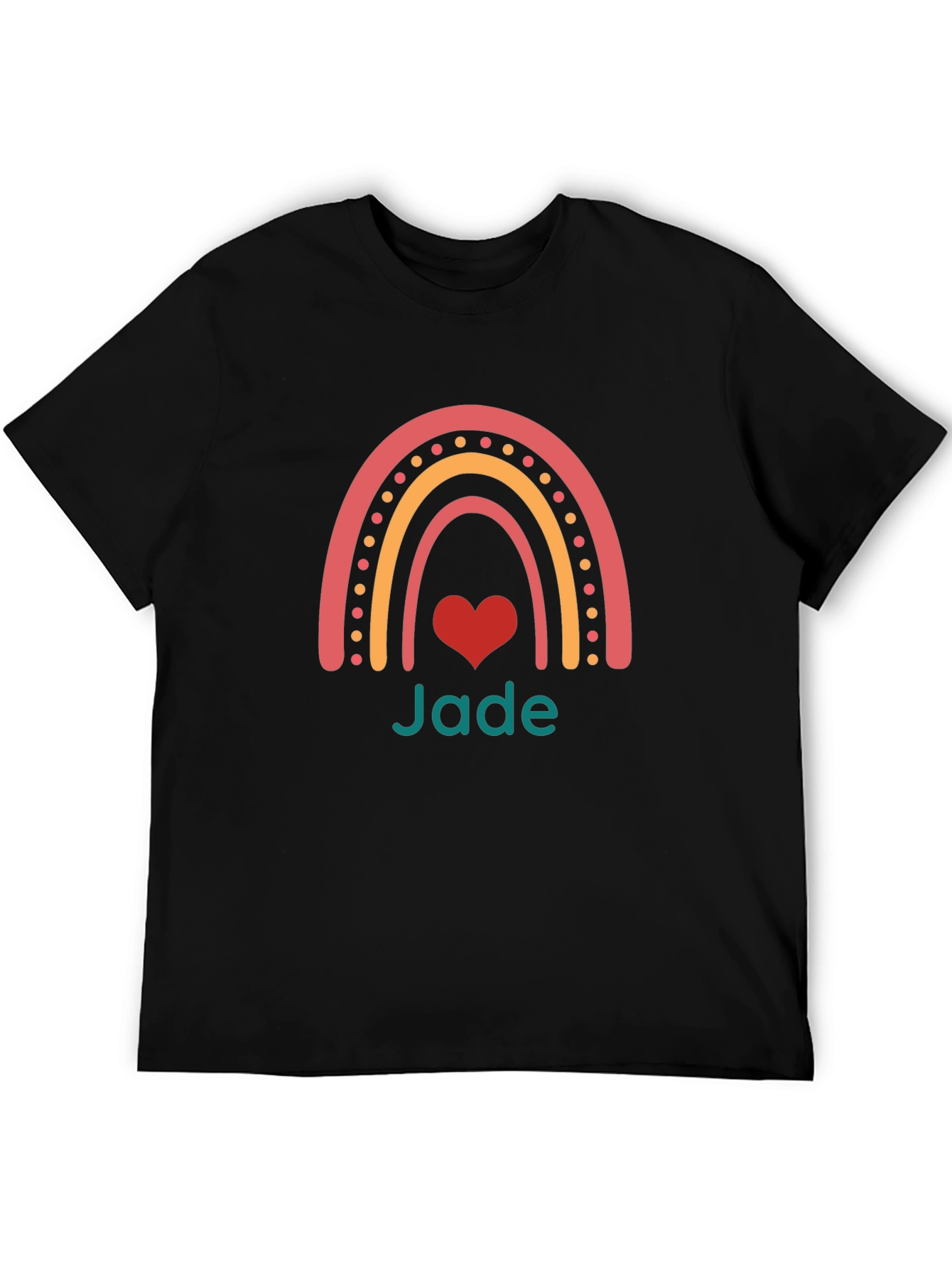 Rainbow Jade Heart Black T-Shirt